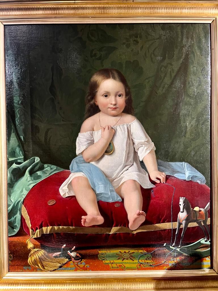Dipinto olio su tela Ritratto di bambino scuola francese